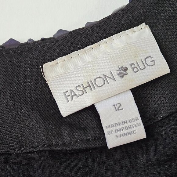 FASHION BUG SEQUINED NECK AND HEMLINE BLACK WOMEN'S PARTY/EVENING DRESS SZ 12 - Picture 5 of 7